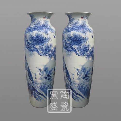 定制開業(yè)慶典專屬擺件 1.8米落地青花大花瓶，陶瓷藝術(shù)的華彩綻放